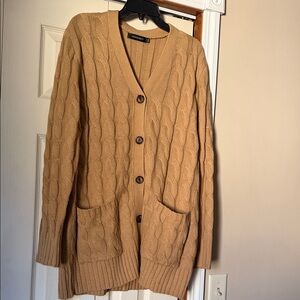 Cozy Tan Cable Knit Cardigan